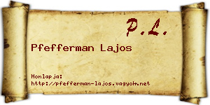 Pfefferman Lajos névjegykártya